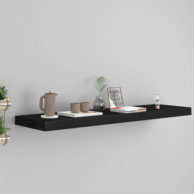 vidaXL Tablette Murale Flottante Noire 90x23,5x3,8 cm MDF