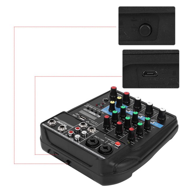 Stereo Mixer, 4 Channel Audio Mixer, For Webcast Home Music Production