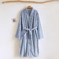 thumbnail image 2 of HAiming Robe en Molleton Duveteuse Rayée d'Hiver Chaude à Manches Longues à Col en V Douce et Confortable avec Ceinture à la Taille, 2 of 9
