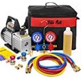 thumbnail image 2 of XtremepowerUS 3CFM 1/4HP Air Vacuum Pump HVAC R134a R12 R22 R410a A/C Refrigeration Kit AC Manifold Gauge R134 Can Tap Included Carrying Tote, 2 of 3