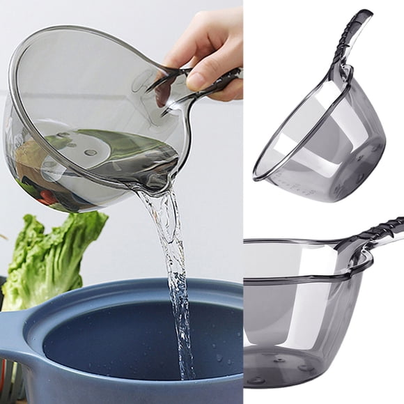 Oleegame 1PC Household Kitchen Thicken Plastic Water Spoon Household Long Handle Water Spoon Thicken Children's Shampoo Spoon Clear
