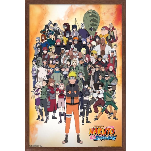 Naruto Shippuden - Affiche Murale de Groupe Présentant une Disposition Orientée vers l'Avant de Nombreux Personnages de la Série d'Anime avec Naruto Uzumaki dans Sa Tenue orange et Noire Se Tenant Bien en Vue au Centre, sur un Fond orange Ardent, Imprimée sur du Papier Lustré pour Rehausser des Couleurs Vives, Convient à la Décoration Murale de Chambre, Bureau Ou Dortoir.