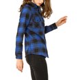 thumbnail image 4 of INSPIRE CHIC Chemise à Carreaux pour Femmes Manches Retroussables Poches à Rabat Brossée Noir Bleu TP, 4 of 6