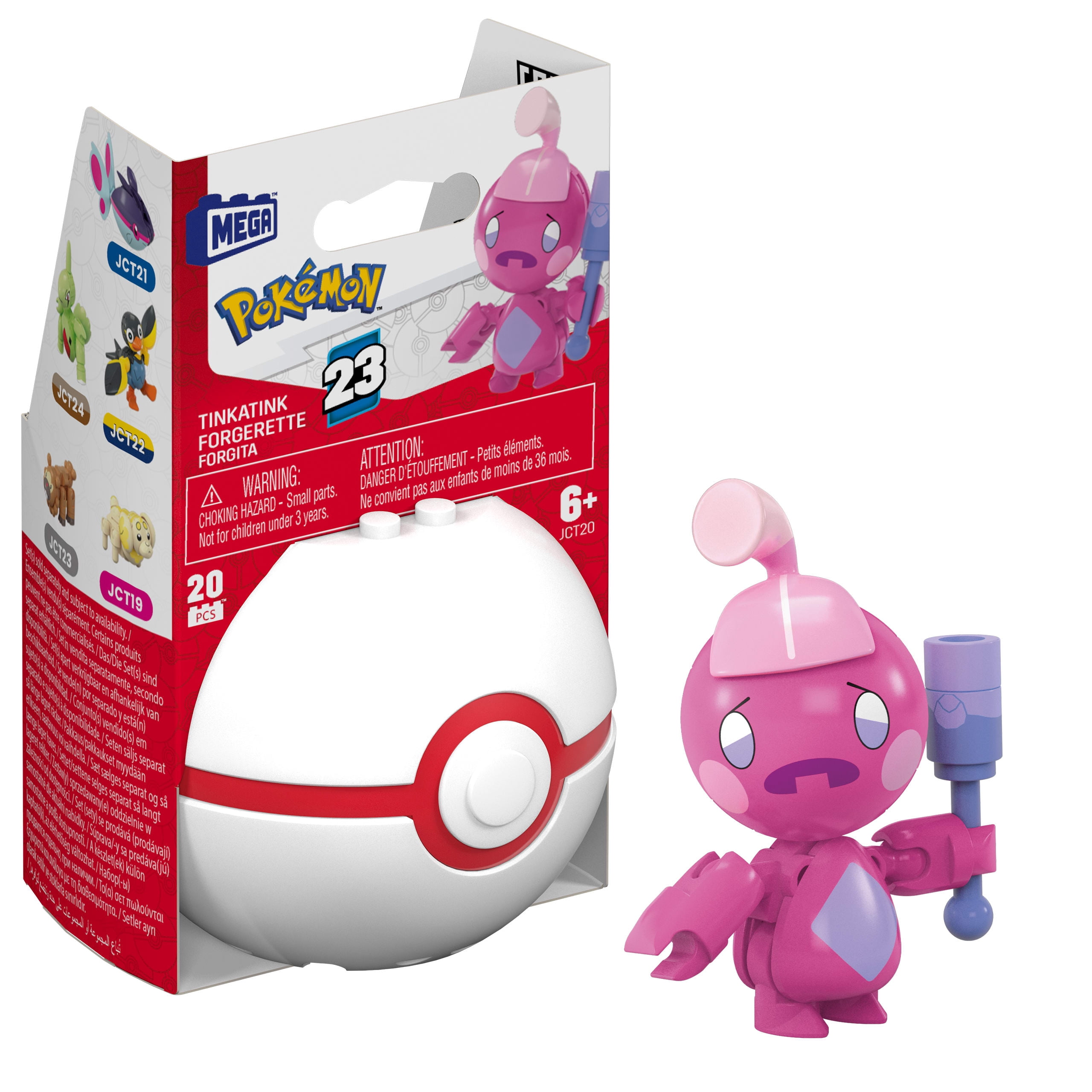 MEGA Pokémon Figurine articulée Forgerette, Pokéball (20 pièces)