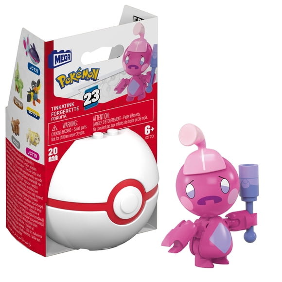 MEGA Pokémon Figurine articulée Forgerette, Pokéball (20 pièces)