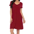 thumbnail image 2 of Chemise de Nuit Boutonnée pour Femme, Manches Courtes, Col en V, Vêtement de Nuit, Chemise de Sommeil Style Boyfriend, Robe de Pyjama Douce et Confortable, 2 of 6
