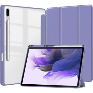 MYKOMI Étui de tablette mince pour Samsung Galaxy Tab S7 FE 2021/S7 Plus 2020 12.4 Coquille arrière transparente de pouce, housse de protection antichoc avec porte-stylo S, réveil automatique/sécheuse