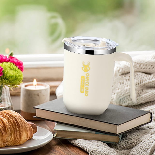 EGNMCR 304 Stainless Steel Double-layer Mug Home Office Water Cup With Handle Cup A cup