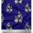 thumbnail image 1 of Soimoi Polyester Crepe Fabric Leaves & Floral Block Print Sewing Fabric Yard 42 Inch Wide, 1 of 3