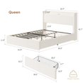 thumbnail image 3 of GloryStar Full/Queen Size Boucle Bed Frame, LED Light Headboard, Charging Station, 4 Storage Drawers, and Storage Shelf, Easy Assembly, 3 of 8