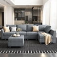 thumbnail image 4 of HONBAY Canapé-Lit Modulaire Convertible avec Sièges de Rangement pour Salon et Appartement, Gris Bleuâtre, 4 of 8