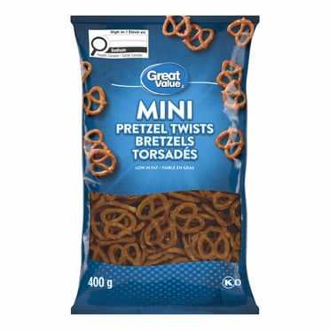 Mini Bretzels Torsadés Great Value, 400g, Contient de l'orge et du blé