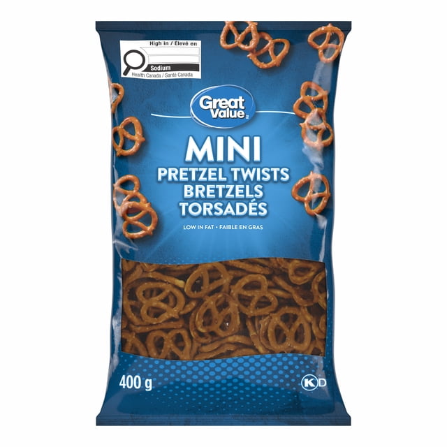 Great Value Mini Pretzels Twists, 400g, Contains Barley, Wheat