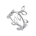 thumbnail image 1 of 925 Sterling Silver Oxidized Platinum Plated Leaves Shape Women Ring, 1 of 2