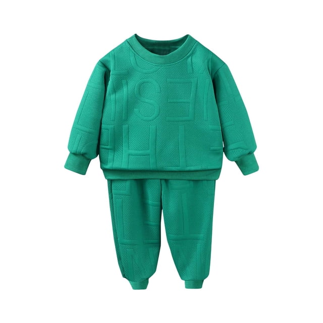 RXIRUCGD Children's Sweatshirt Two Piece Set Children's Casual Clothes For Small And Medium Children( Green, Size:5 Years )