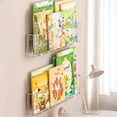 thumbnail image 3 of Wall-Mounted Acrylic Book Display Shelf - Transparent, Drill-Free Installation with Included Non-Trace Nails, Space-Saving Design for Kids' Books, Oxford Magazines, Bedroom & Living Room Decor, 3 of 6