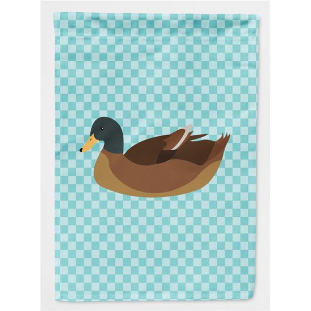 Khaki Campbell Duck Blue Check Flag Garden Size