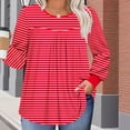 thumbnail image 2 of Lmnyox Hauts Grande Taille pour Femmes, Manches Longues Surdimensionnées, Col Rond, Chemises Plissées, Blouses Décontractées Mode, 2 of 6