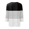thumbnail image 4 of Hauts à Manches Longues pour Femmes Manches 3/4 Hauts pour Femmes Col Ras du Cou Décontractés Tendance Chandails à Enfiler Blouses Mode d'Automne T-Shirts Rayés Tuniques Basiques S-9 Noir P, 4 of 5