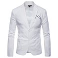 thumbnail image 1 of BOBOGOJP Men's Casual Blazer Jacket Fall Winter Style Plus Cotton Solid Color Lapel Overcoat Jacket (White,XL), 1 of 4