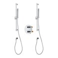 thumbnail image 3 of Round 3-function thermostatic valve, 2 handhelds  showers, or simultaneously, Chrome finish, 3 of 8