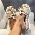 thumbnail image 1 of Mikilon Women Bowknot Beach Summer Slippers Platform Slope Heels Plus Size Shoes, 1 of 7