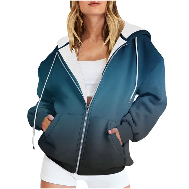 Veste Chandail à Capuche Zippée à Manches Longues Décontractée pour Femme