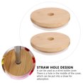 thumbnail image 4 of 1 Set 2Pcs Bamboo Mason Jar Lids Practical Bottle Covers with Straw Hole, 4 of 9