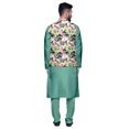 thumbnail image 3 of Atasi Mandarin Collar Traditional Solid Kurta Pajama With Printed Jacket Set, 3 of 3