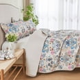 thumbnail image 2 of Kingrest Floral Print Cotton Quilt Set Twin Size, Lightweight Pattern Comforter Set, Oversized Bedspread Coverlet Quilted Bedding Set, 2 of 9