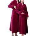 thumbnail image 1 of Women'S Double Pocket Flannel Bathrobe Soft And Warm Double Faced Velvet Bathrobe Pajamas And Home Wear Bathrobe Robe, 1 of 6