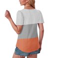 thumbnail image 3 of Plebaso Hauts pour Femmes Chemises à Oeillets à Blocs de Couleur Manches Courtes T-Shirts Amples Décontractés Col Rond Blouses Tendance, 3 of 6