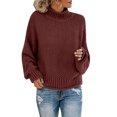 thumbnail image 1 of Kcodviy Womens Autumn Winter Knit Oversized Pullover Sweaters for Women Graphic Sweater Thick Thread Pullover Bubble Sleeve Sweater Turtleneck Sweater, 1 of 5