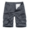 thumbnail image 2 of SDNall Men Casual Solid Zipper Button Pockets Elastic Waist Cropped Cargo Shorts, 2 of 9