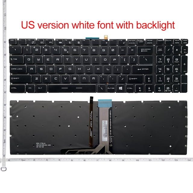 Clavier Rétroéclairé pour Ordinateur Portable US/RU/SP/FR pour MSI GT72 GS63 GE72 GL62M CX72 PX60 GE62 GP62 GV62 CR72 GL65 PX60 PE70 PE60 GL65 US Blanc Rétroéclairé
