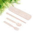 thumbnail image 2 of 1 Set Wheat Straw Spoon Chopsticks Fork Utensil Set Travel Camping Tableware Dishware Set Portable Kitchen Set for Kids (Beige), 2 of 8