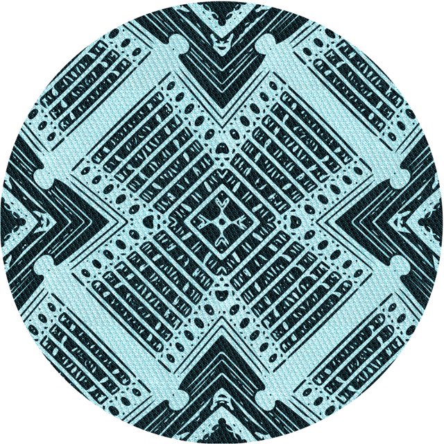 Ahgly Company Tapis d'Intérieur Ronds Lavables à la Machine, Style Transitionnel, Bleu Lagon Bleu, Tapis de Zone, 6 Pieds Rond