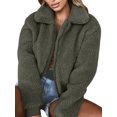 thumbnail image 2 of Faithtur Women Winter Jacket Zipper Up Fluffy Fleece Long Sleeve Coat, 2 of 9