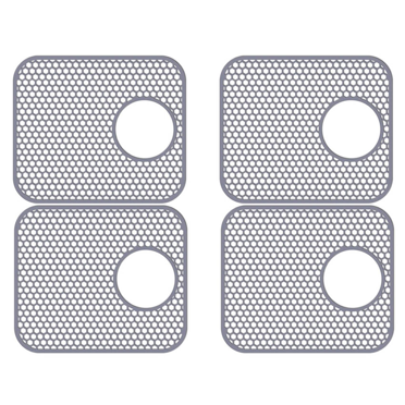 Tapis d'Évier en Silicone, Lot de 4 Protège-Éviers pour Évier de Cuisine avec Drain Arrière, Tapis d'Évier Chauffant Pliant Antidérapant