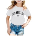 thumbnail image 1 of T-shirts pour Filles pour Enfants Décontractés à Manches Courtes avec Imprimé de Lettres, Col Ras du Cou, Tenue de Tous les Jours, 1 of 4