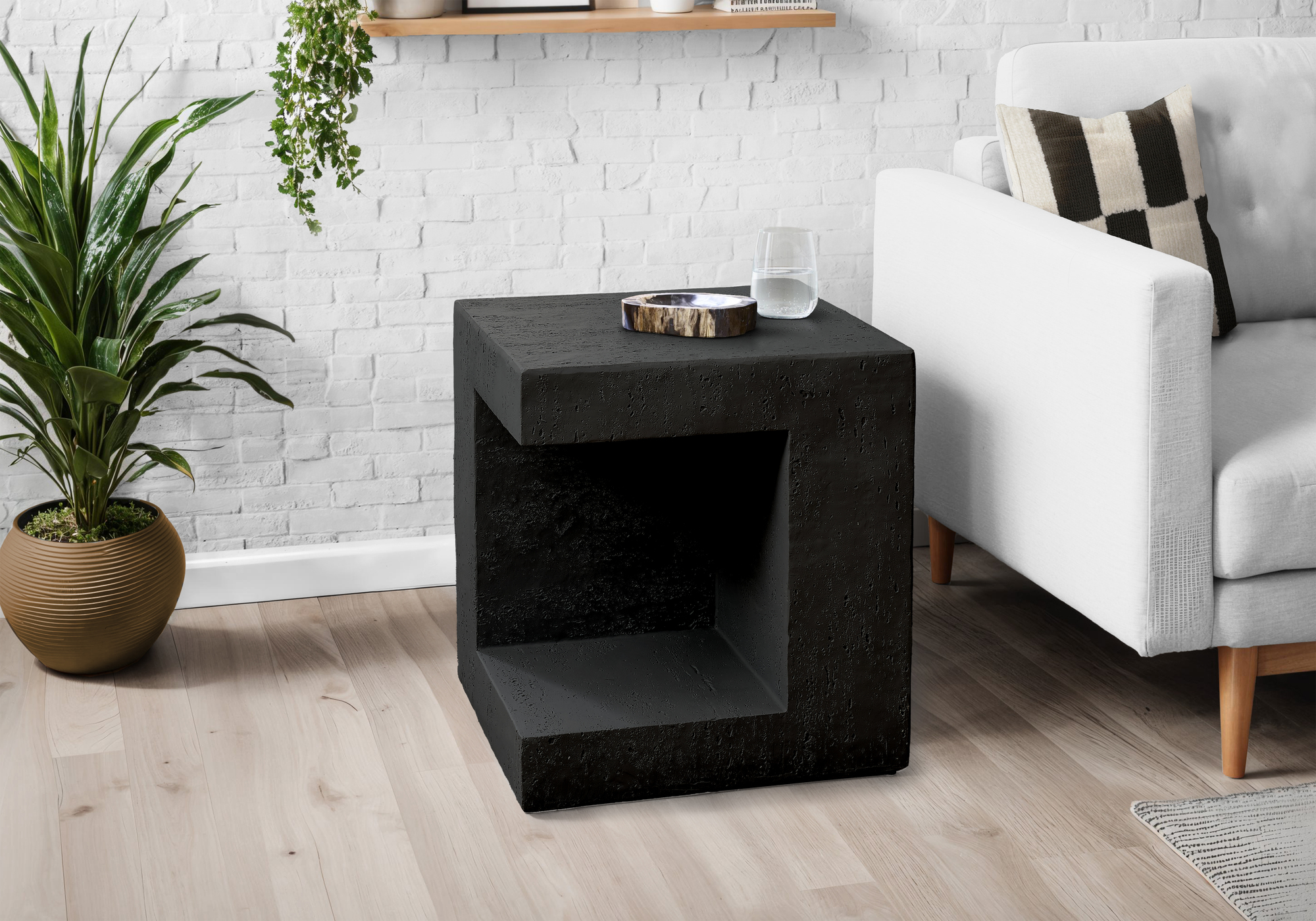 Monarch Specialties - Table D'Appoint, 25"H, Intérieur Ou Extérieur, Table D'Appoint, Table De Nuit, Bout, Carré, Chambre À Coucher, Salon, Noir, Contemporain, Moderne