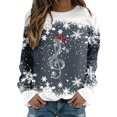 thumbnail image 1 of Kcodviy Femmes Décontracté Triple Neige Décontracté Manches Courtes Imprimé de Noël Col Rond Long Manteaux de Sport Femmes Manche Chandail à Capuchon Haut, 1 of 4