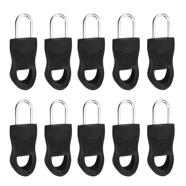 pitrice Bag Zipper Puller Detachable Clothes Zipper Slider Replacement Suitcase Zip Head, Black, Size 5, 10pcs