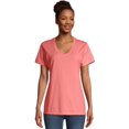 thumbnail image 1 of Hanes Womens ComfortWash V-Neck Tee, L, Coral Craze, 1 of 4