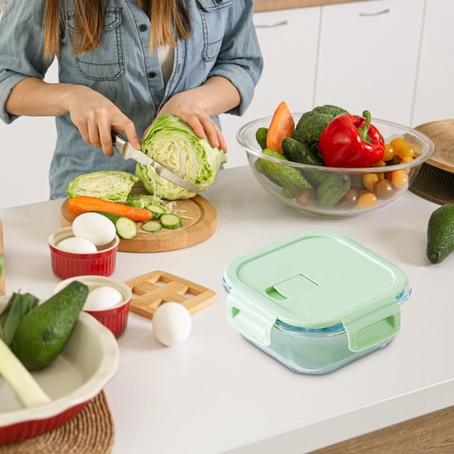 Yhmxh Kitchen Gadgets,Home and Kitchen,Glass Bento Box Can Be Microwave Oven Students Heated Lunch Box Office Fresh-keeping Box Bento Boxs
