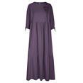 thumbnail image 4 of cfhntfmh Robes Grande Taille pour Femmes Confortables en Coton et Lin à Col Rond Robe Décontractée d'Automne Bordure avant Fluide à Manches Longues Robe Maxi, 4 of 6