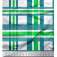 thumbnail image 1 of Soimoi Green Crepe Silk Fabric Gingham Check Printed Fabric 1 Yard 42 Inch Wide, 1 of 5