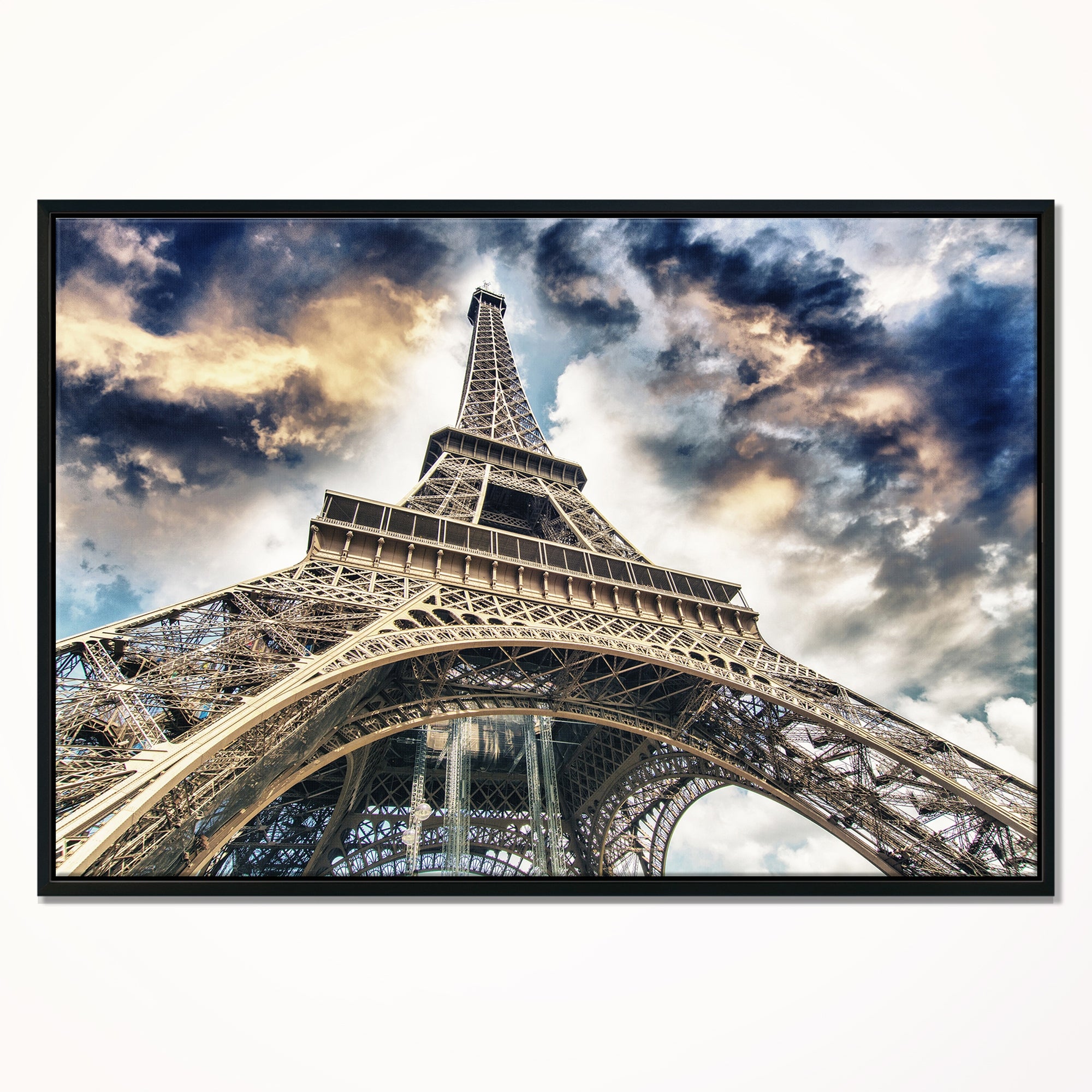 Design Art La Vue De La Tour Eiffel De Paris Du  Sol  Sur Toile Encadrée