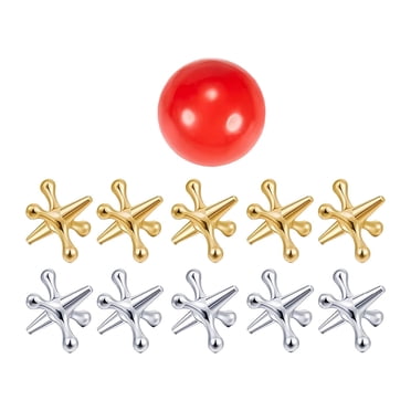 Lipstore Ensemble de Jeu Jacks Alliage avec Balles Jouet de Bureau Cadeaux de Fête Jax Robuste Jouet de Jeu