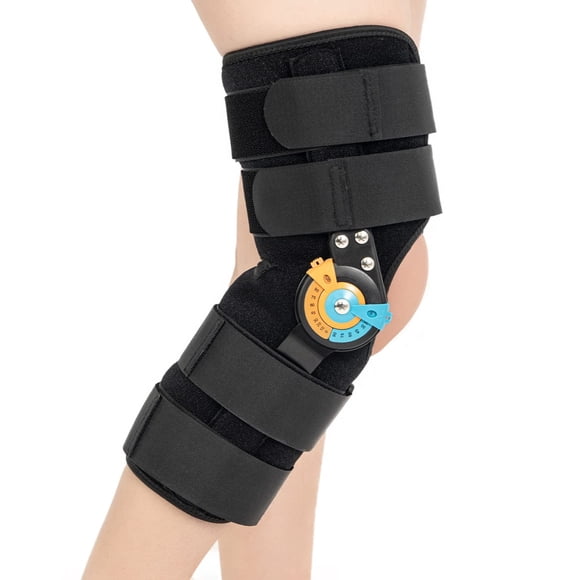 GHORTHOUD Genouillères ROM Articulées Genouillères Ajustables Immobilisateur de Genou Soutien pour Douleur au Genou LCA LCM LCP Arthrite Déchirure du Ménisque pour Hommes et Femmes (TG)